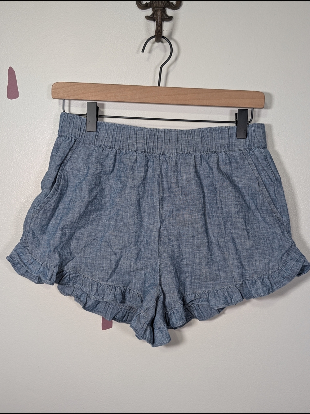 Crewcuts By J.Crew Girls Blue Chambray Ruffle Hem Shorts